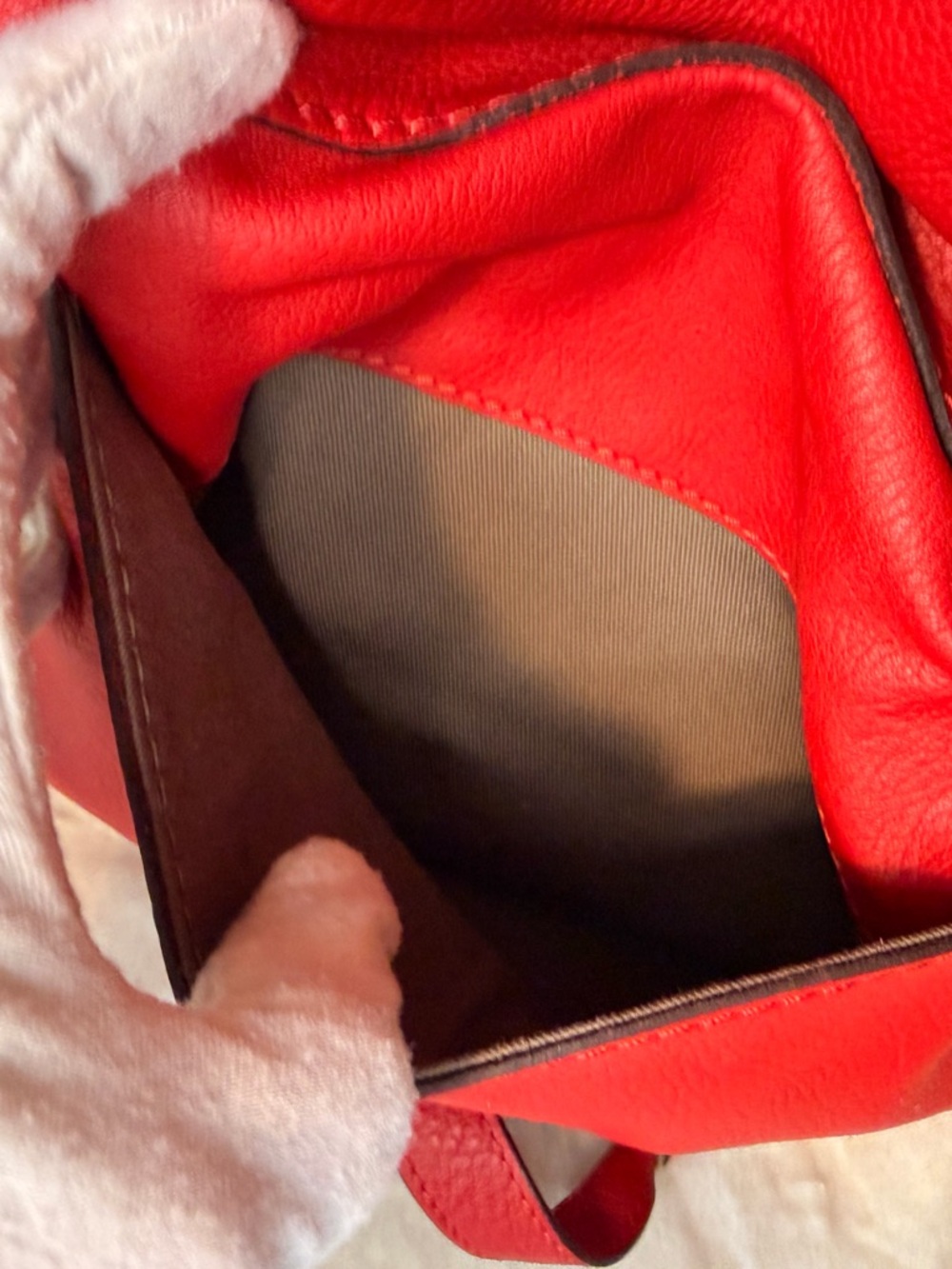 Chloe Red Pebbled Leather Medium Marcie Satchel with Gold Hardware - Picture 12 of 16
